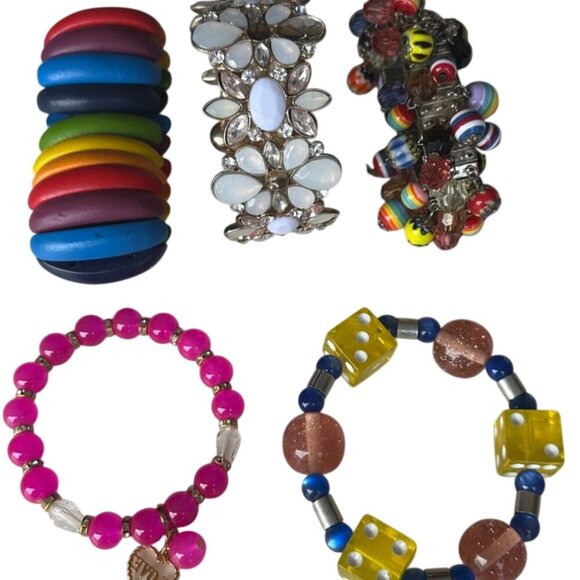 Mixed Lot of 6 Multicolored Women's Unbranded Fashion Costume Jewelry Bracelets - Picture 2 of 16